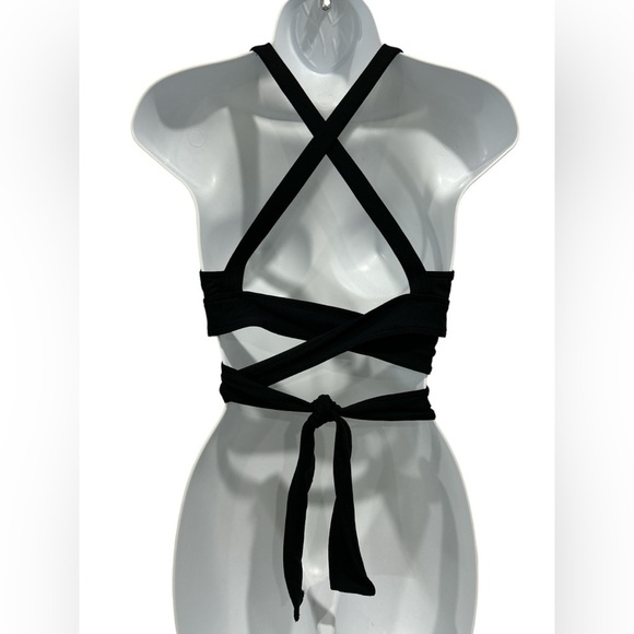 Proenza Schouler Swim Black Triangle Wrap Strappy Bikini Top - Size Medium - Picture 2 of 5